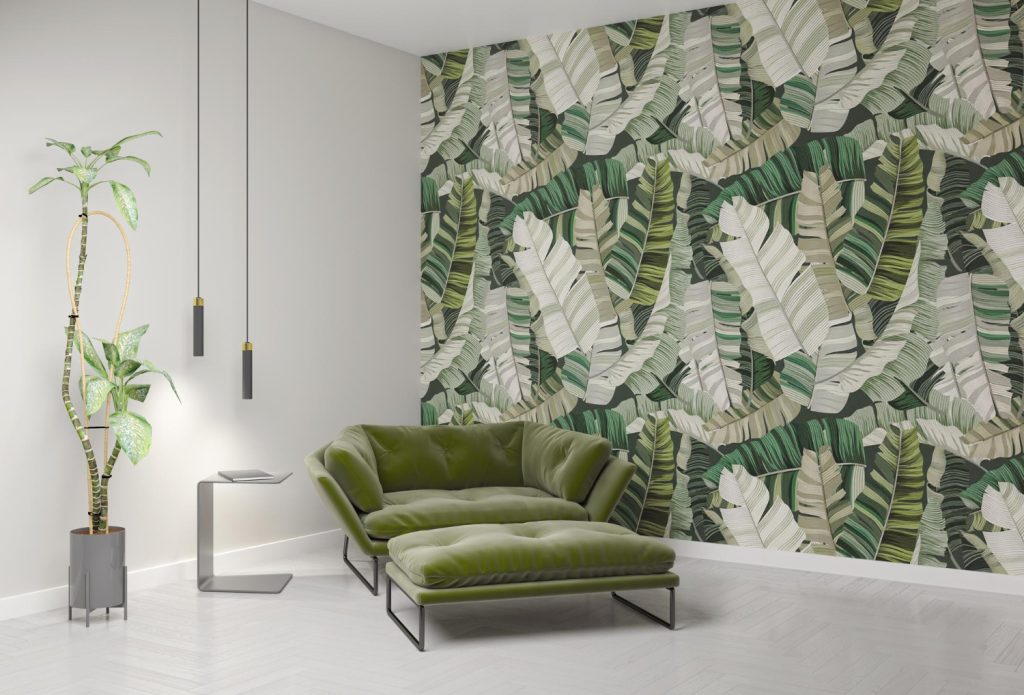 living room with decorative wall